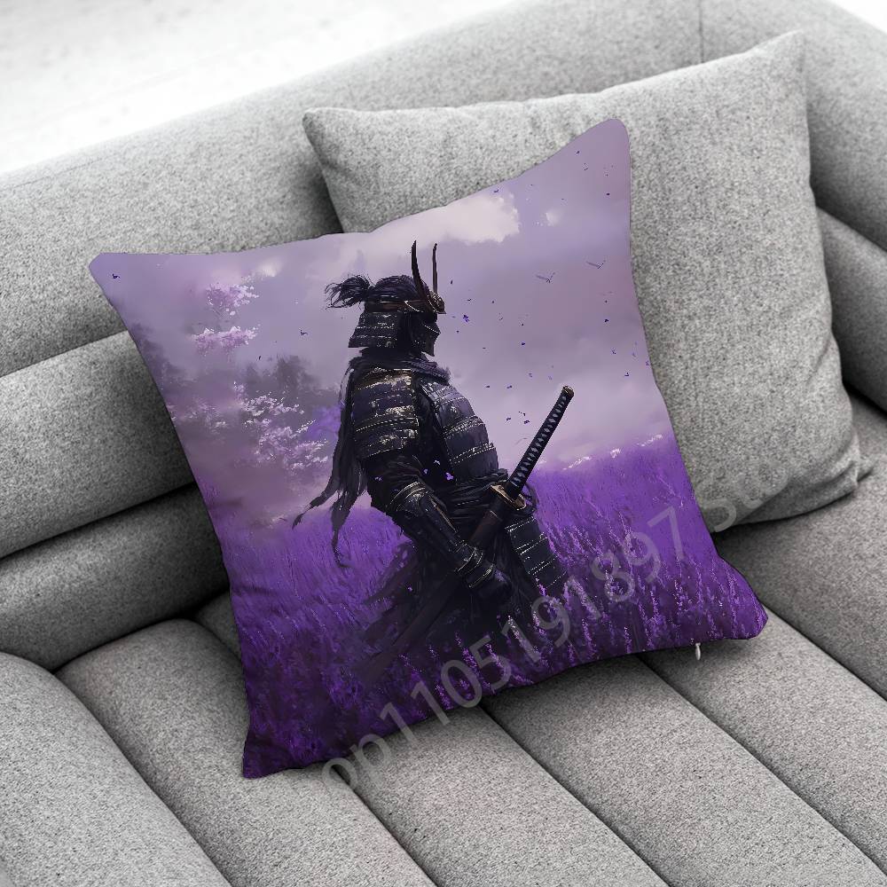 Japanese Bushido Samurai Throw Pillow Case For 55cm 40cm 45*45cm 50cm 30cm Square Office Cushion Cover