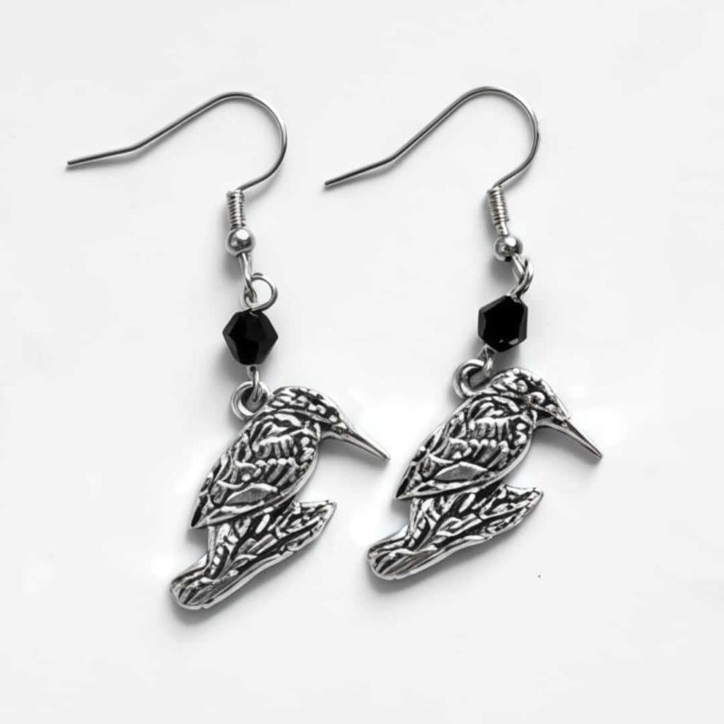 Pendientes Largos Retro Góticos Color Plata El Ojo de Horus Calavera Murciélago Cuervo Mariposa Gato para Mujeres Joyería de Fiesta de Halloween Regalos