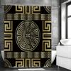 Vintage Black and Gold Greek Return Meander Shower Curtain, Bathroom Decorative Shower Curtain, Waterproof Shower Curtain with H