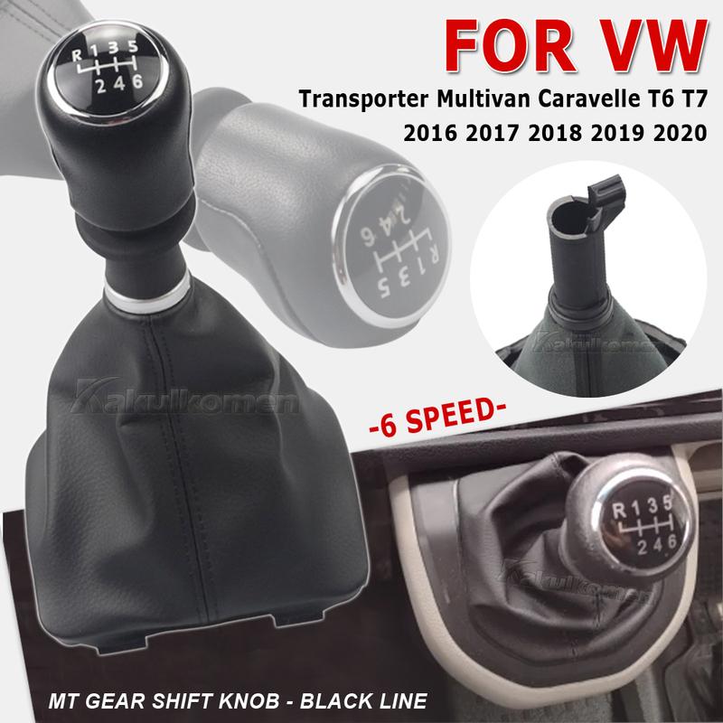 Car 5 6 Speed Gear Stick Shift Knob Leather Boot For VW Volkswagen T6 T7 Transporter Multivan Caravelle 2016 2017 2018