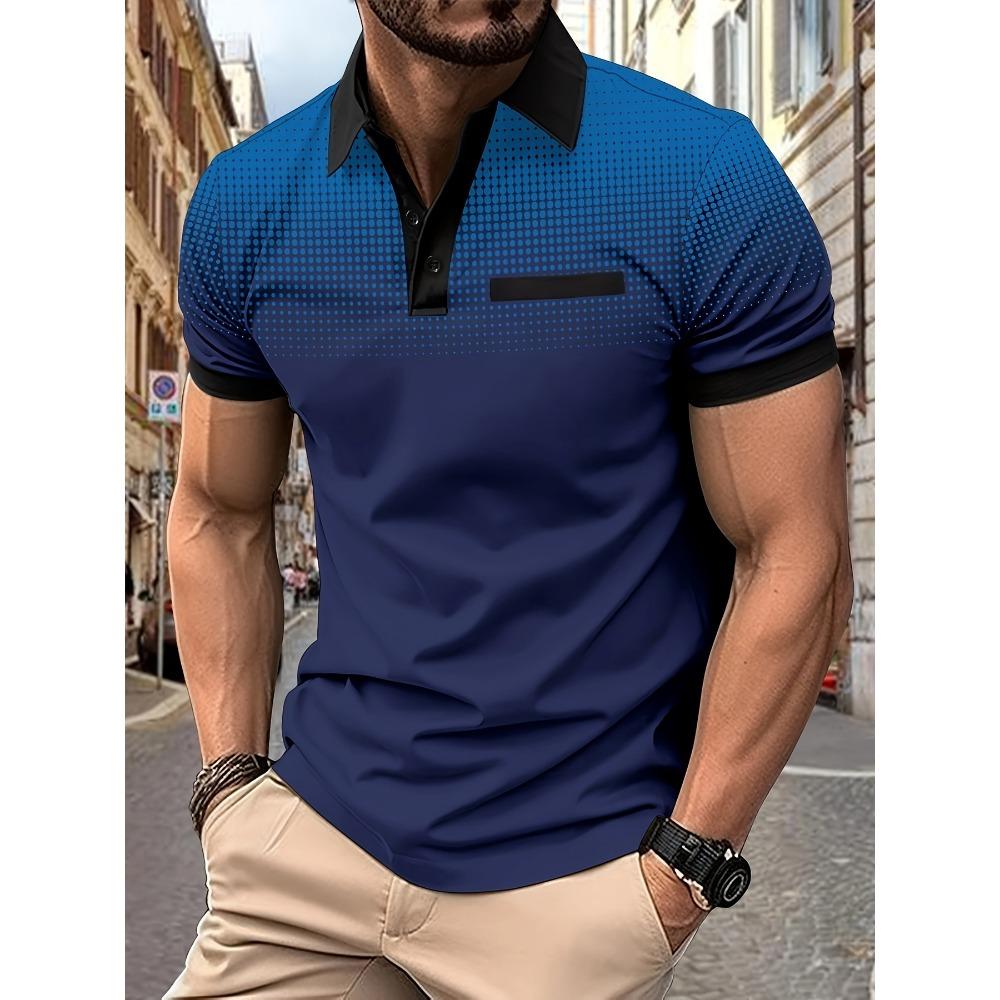 New Men Clothes Summer Short Sleeve 3D Digital Plrint Lapel Golf Polo Shirt Men Casual Tops Polo