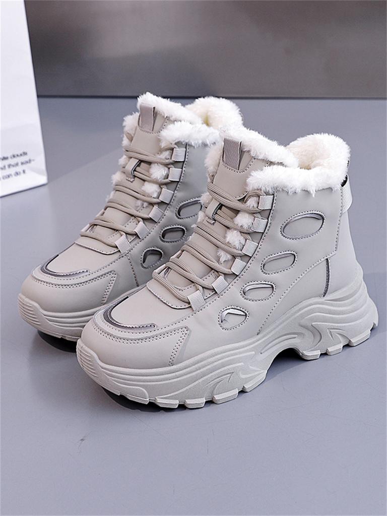 TUINANLE Winter Women's Plush Cotton Thick-Soled Dad Shoes - Warm & Sporty Super Plush Sneakers Ladies