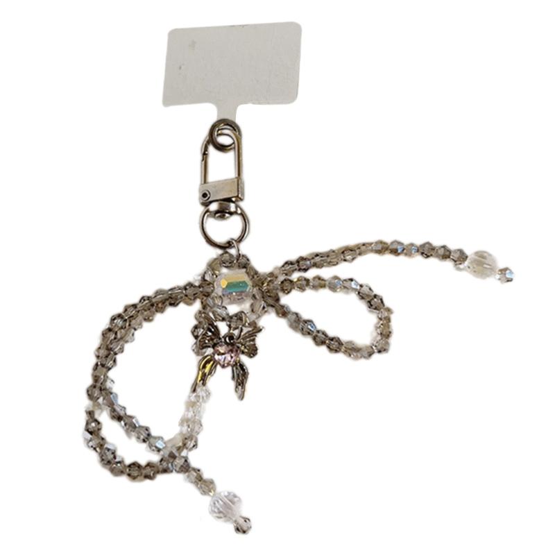 Elegant Keychain with Bowknot Pendant Phone Charm Simple Phone Lanyard Wrist Strap Hanging Keyring for Phone Case Bag