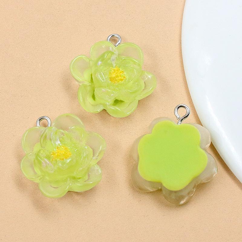 DIY Resin Plant Charm: Transparent Lotus & Cherry Blossom Five-Petal Flower Pendants