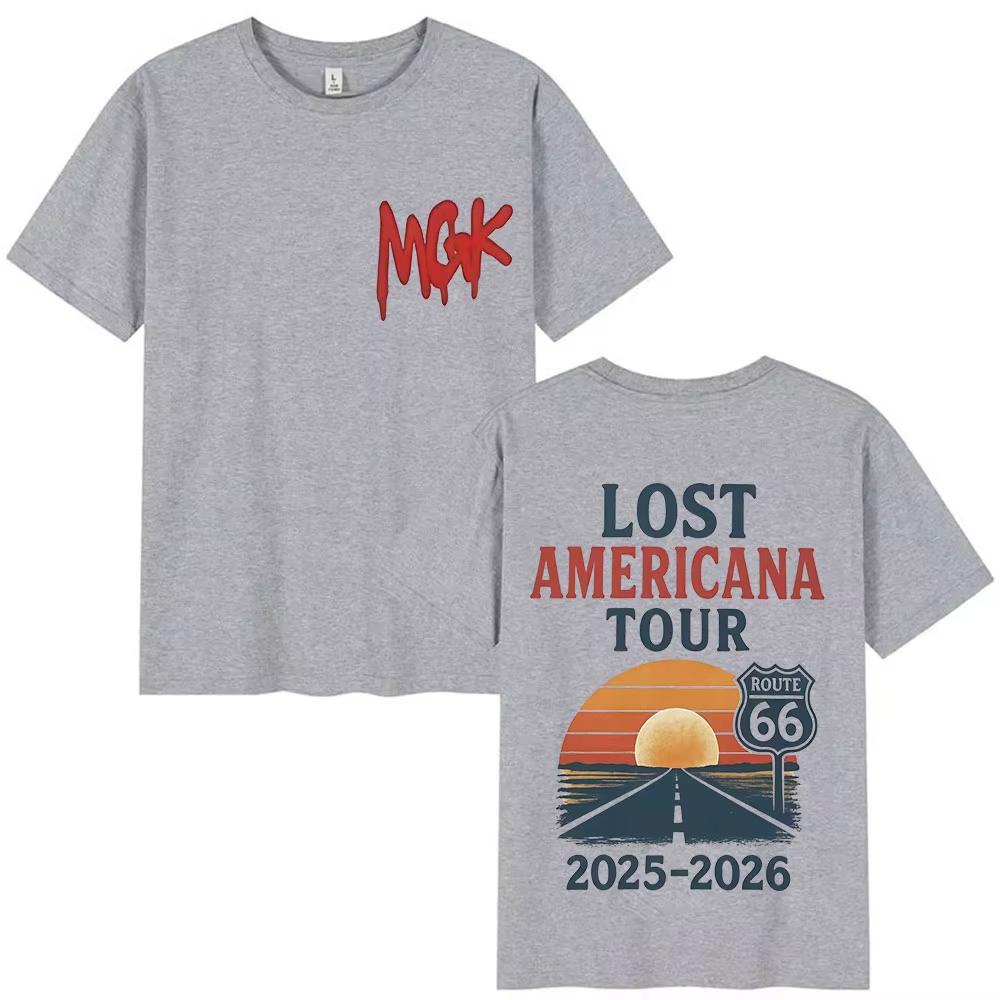 MGK Lost Americana Tour 20252026 Grafik T-Shirts Herren Damen Harajuku Vintage Oversized T-Shirts Sommer Herren Baumwoll Tops T-Shirt