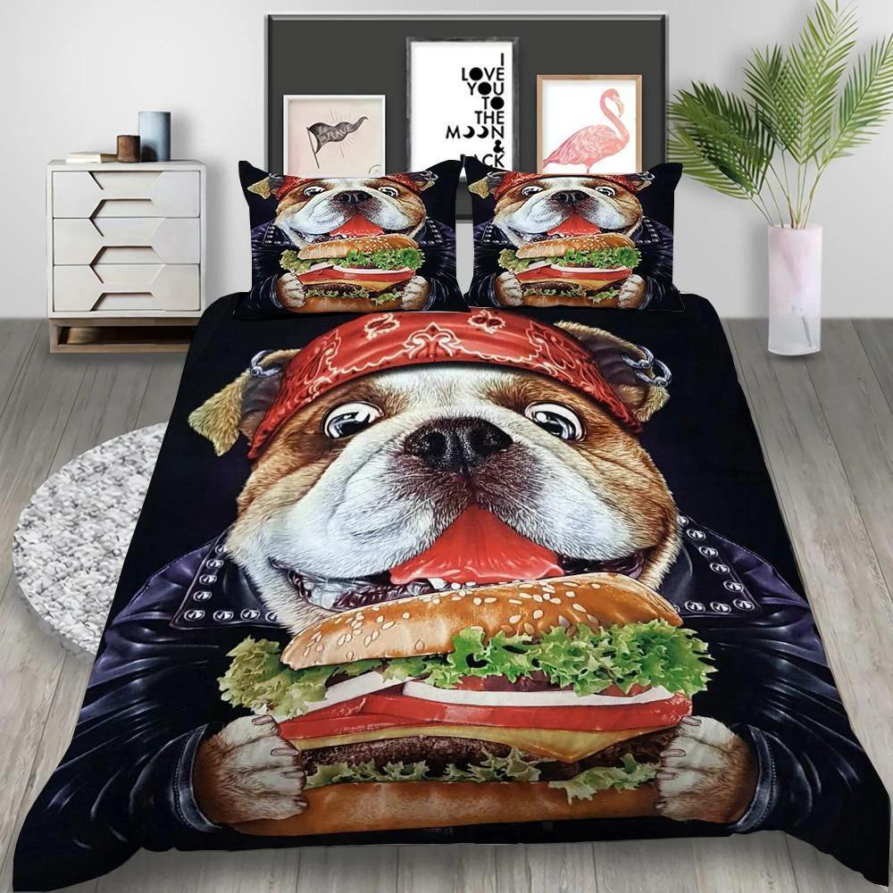 

Cute Pet Dog Pug Bedding Set Animal Down Duvet Cover Queen King Single Duvet Cover Pillowcase 2/3pc Gift Soft Bedroom Decoration DE 100x135cm