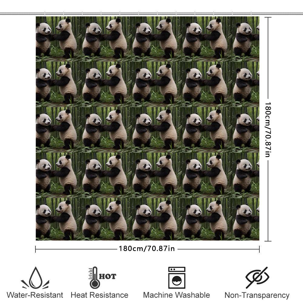 Decorative Panda Shower Curtain 3D Printed Fabric Waterproof Bath Rug Decor Set For Bathroom Accessories Green Bamboo Theme Gift