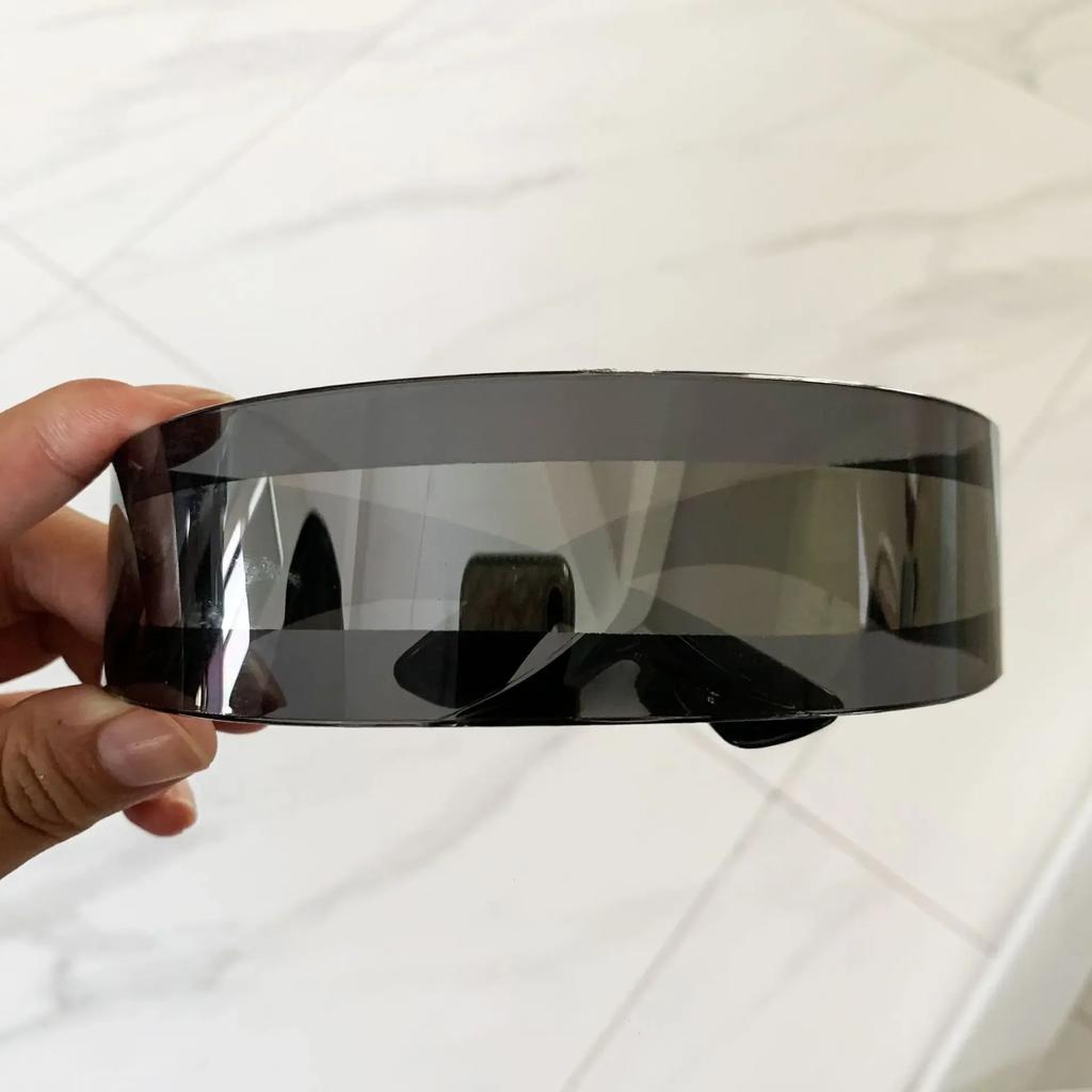Y2K Future Warrior Rimless Goggles One Piece Lens Wrap Around Cyberpunk Futuristic Men Women Hip Hop Party Glasses with Spikes