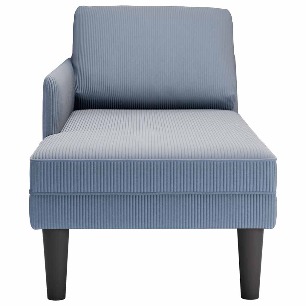 Blue Cord Fabric Chaiselongue with Cushion
