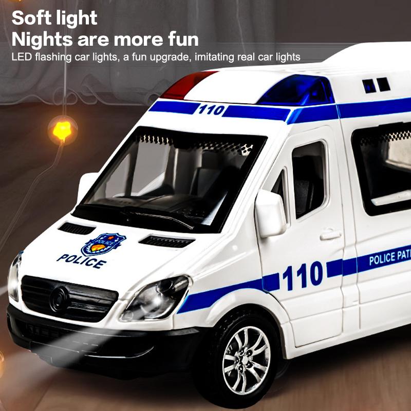Mini Car Diecast Ambulance Fire-Truck Policecar Model Sound And Light Vehicle Simulation Collection Gifts Toys Boys