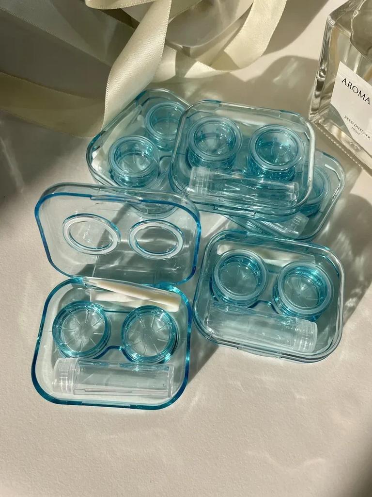 Tragbares Transparentes Pinzetten-Saugnapf-Stäbchen-Behälter-Set Tragbare Kontaktlinsenbox für Damen Reise-Kontaktlinsen-Etui Geschenk