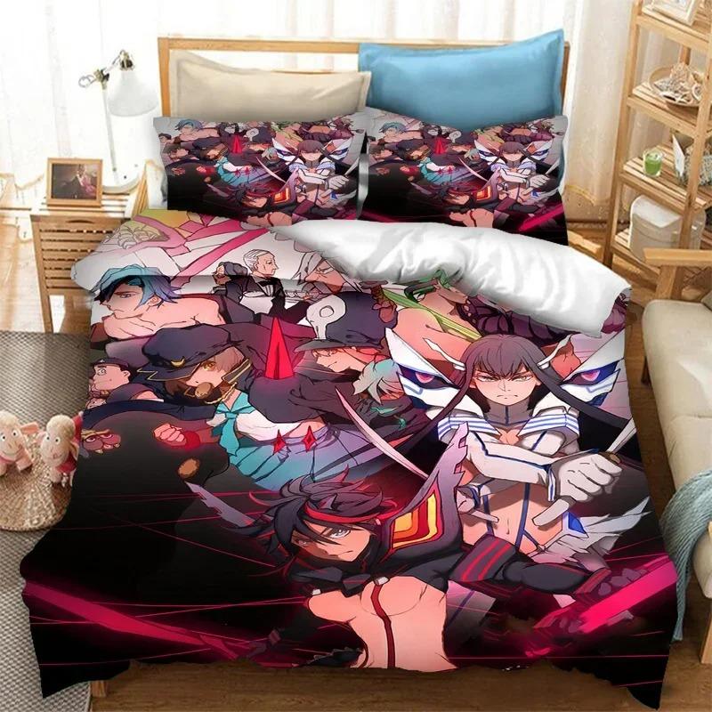3D-tryckt KILL la KILL Påslakan Örngott Anime Sängklädesset Dubbel Twin Full Queen King Vuxen Barn Sängkläder Täcke