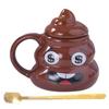 Creative Prank Ceramic Mugs,Personalized Coffee Cup with Spoon for Birthday Gifts,480ml Funny Poop Water Cup for Christmas Gift