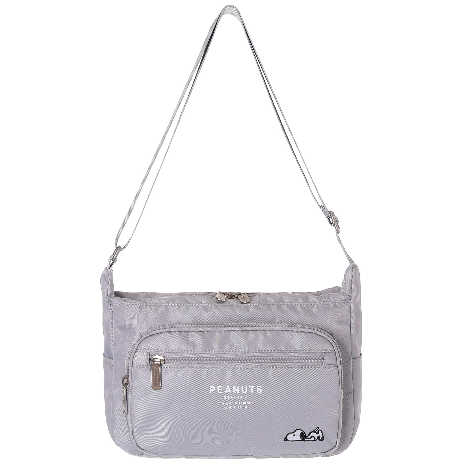 

SNOOPY Shoulder 9 Pocket Embroidery Poly Simple Adult Vacation Travel [Axis] (Gray) сірий колір