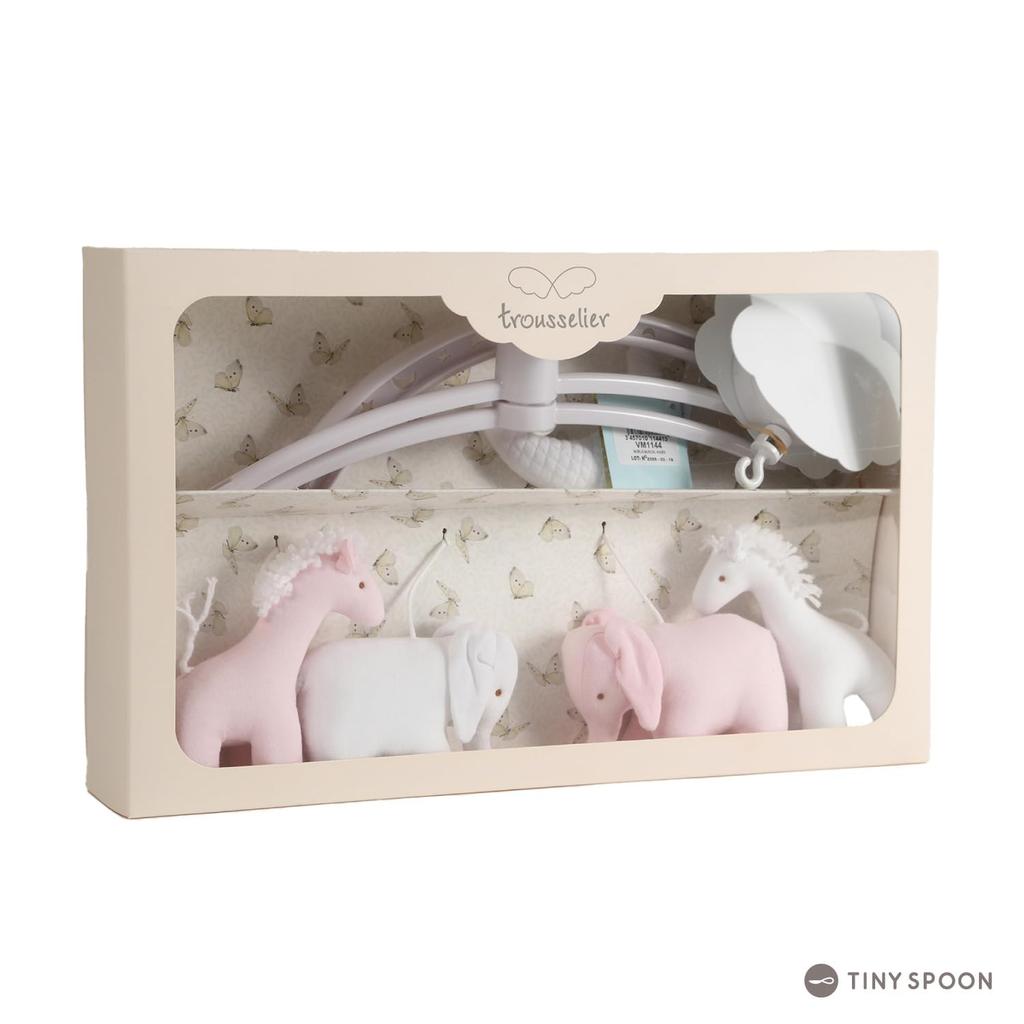 Tolaseria Animal Moon Bed Mobile (Pink) - Wind-Up Music Box for Cribs, Sleeping Toy, Baby Mobile, Baby Shower Gift