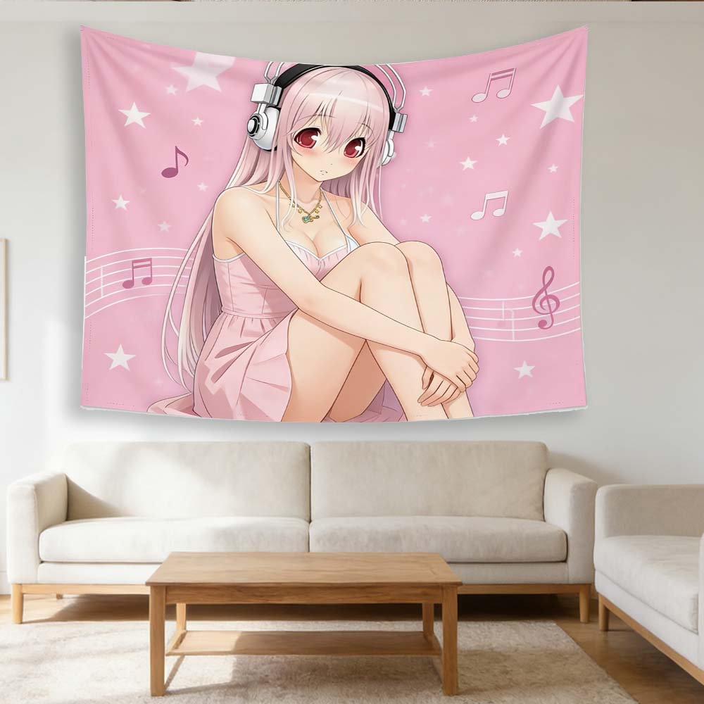 SSuper Sonico Manga Cartoon Tapestry Room Decor Wall Cloth Party Hanging Background Room Decor Baby Room