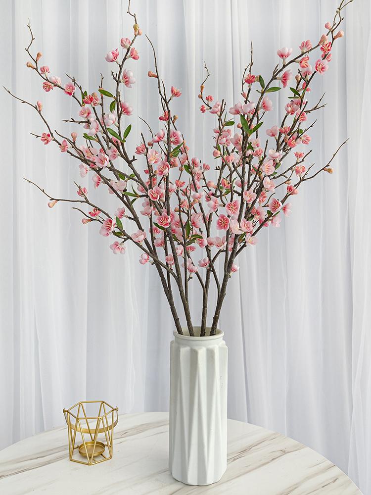 Artificial Cherry Blossom Branch with 5 Sub Branches 95cm Realistic Silk Flower Fake Peach Tree Branch for Wedding