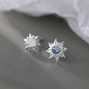 Real 925 Silver Asymmetry Zircon Sun Mini Stud Earrings For Women Cute Fine Jewelry Light Niche Accessories