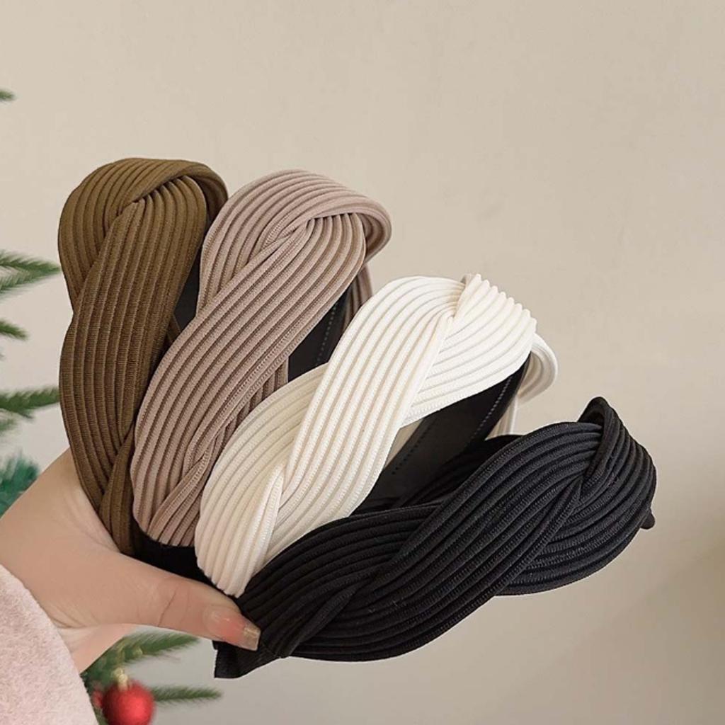 PROLY New Fashion Headband For Women Handmade Braided Turban Solid Color Hairband Spring Summer Headwear Hair Accessories
