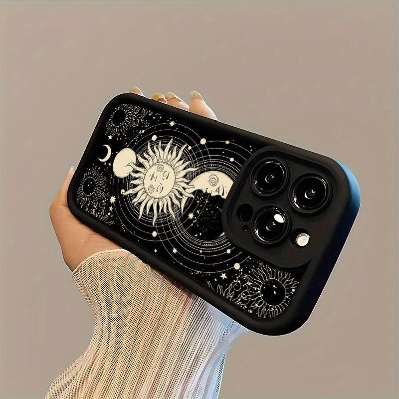 Kreative Sonne Mond Muster Handyhülle Geeignet für iPhone 17 16 15 14 13 12 11 Pro/Max/Plus Sturzfest und Stoßfest