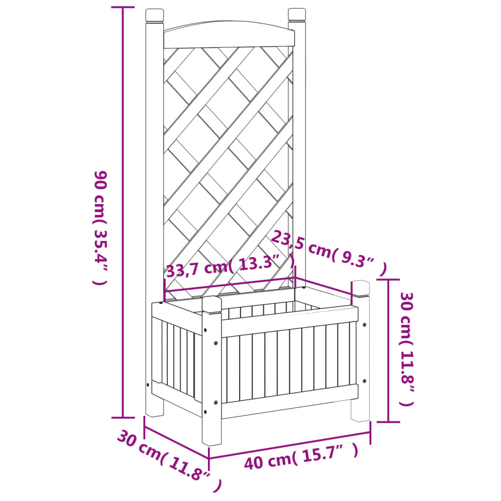 Vidaxl Planter with Trellis, Brown, Solid Fir Wood