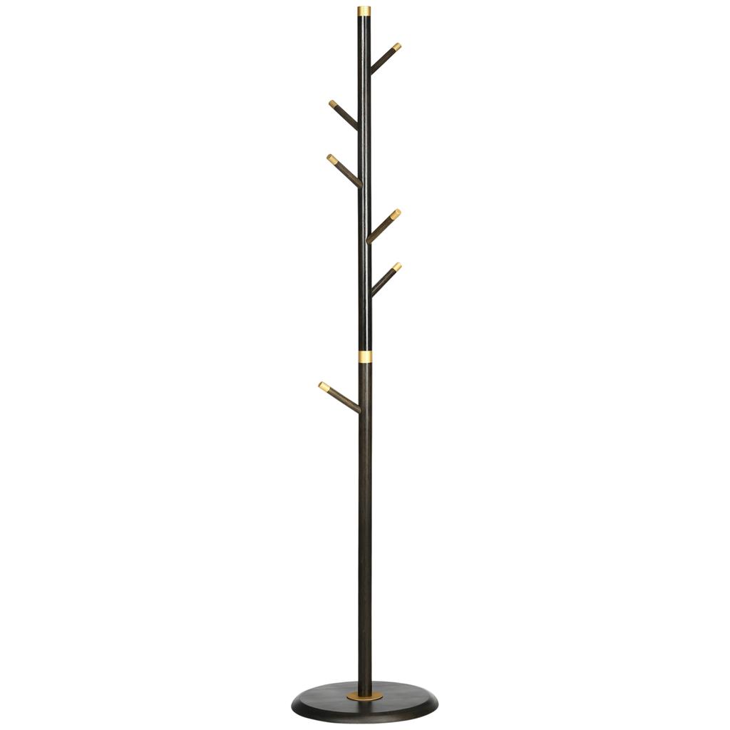 Vintage Coat Rack Stand Freestanding Hall Tree with 6 Hooks Bamboo Frame for Entryway Hallway Bedroom Walnut