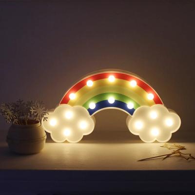Veilleuse murale arc-en-ciel à piles pour chambre d'enfant, décoration de table en plastique, veilleuse LED décorative pour fête