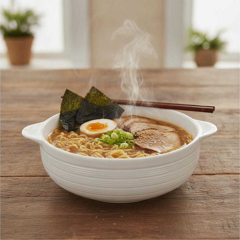 Japanese-style Ceramic Binaural Soup Bowl Heat-resistant Soup Basin Instant Noodle Bowl  Kitchen