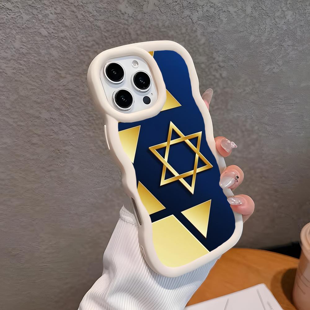 Jewish David Star Mobile Cell Phone Case for iPhone 17 16 15 14 13 12 11 Air Pro Max Plus Wavy Edge TPU Colorful Cover Cover