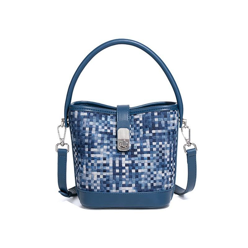Нишевая Дизайнерская Сумка Женская Плетеная Ведро Стирка Деним Контрастный Одноплечевая Через Плечо