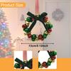 Holiday Scene Christmas Wreath Metal Artificial Bells Bowknot Hanging Decoration for Window Front Door Kitchen Home Wall