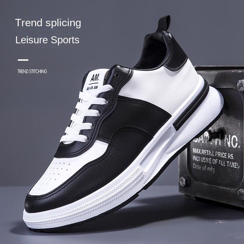 Spring New Leather Sports Casual Shoes Couple Shoes Lace-up Young