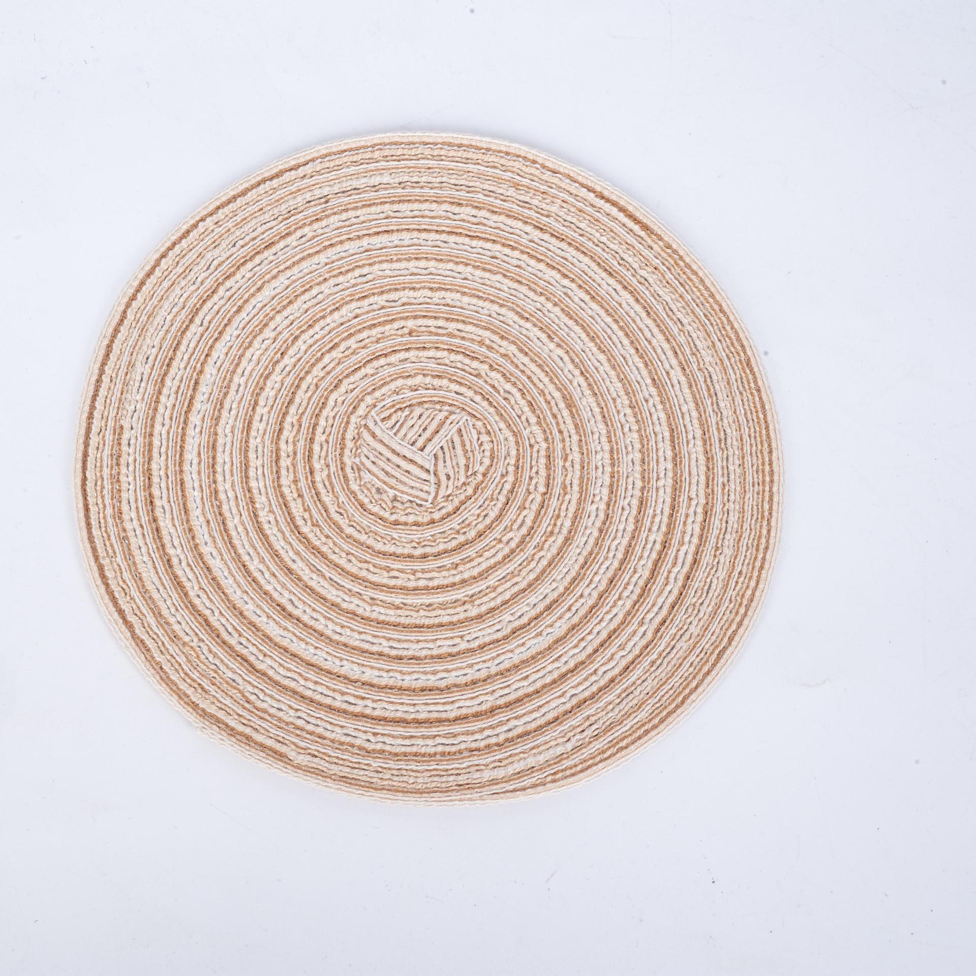 

Japanese-Style Cross-Stitch Round Coaster, 11cm - Decorative Anti-Scald Heat Pad 11cm Round брудно-білий
