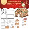3D Christmas Gingerbread House Set Baking Mold Kitchen Stainless Steel Biscuit Mould Cookie Cutters Kids Diy Baking Pastry Tool
