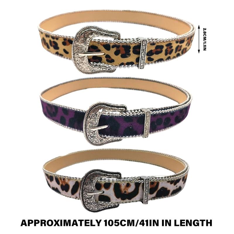 Leopards Print Belt Adjustable Belt Velvet Waistband Unisex Belt Trendy Waistband for Men and Women