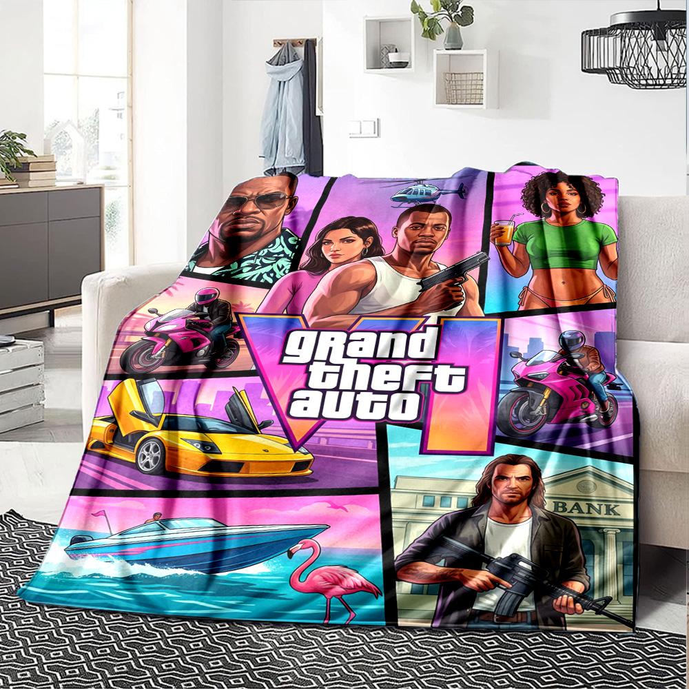 Grand Theft Auto Blanket Comfortable Suitable for Office Chair Bed All-Season Use Modern Gifts For Family Or Friends