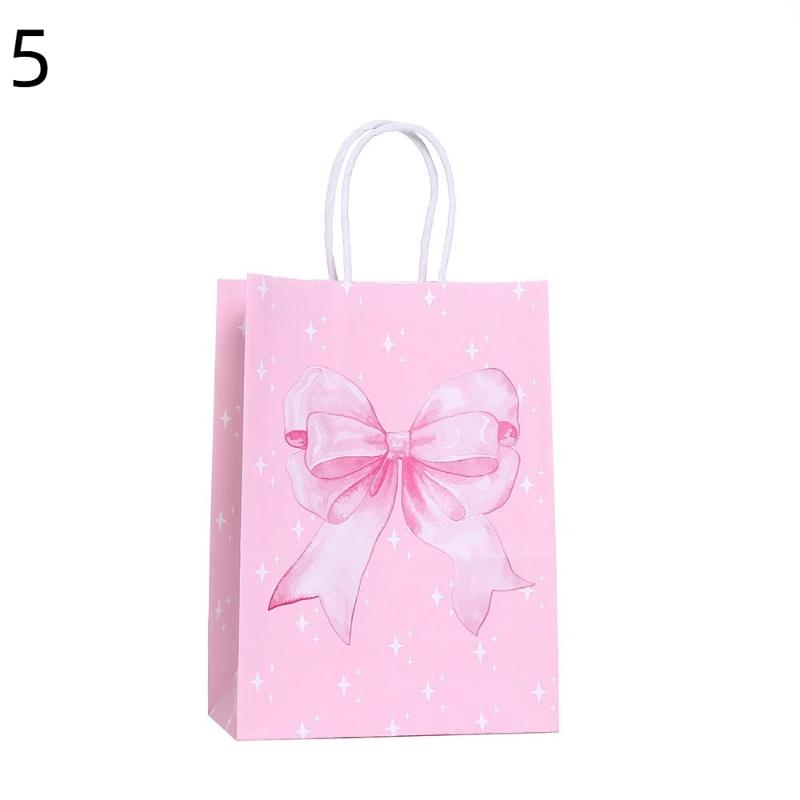 10 szt. Papierowa torba ręczna z nadrukiem słodkich kokardek Torba na prezenty Walentynki Zaręczyny Baby Shower Urodziny Dziewczynki Akcesoria