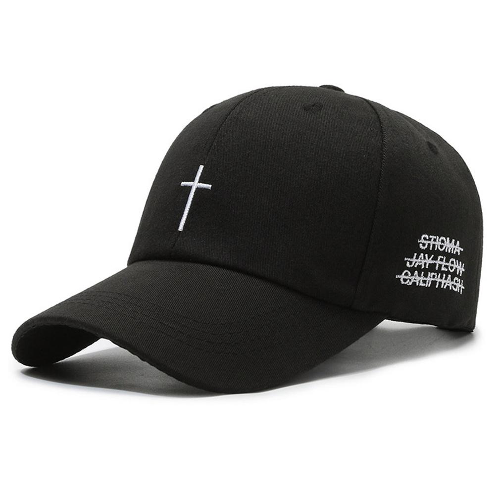 Unisex Cross Embroidery Baseball Cap Solid Color Golf Sun Visor Cotton Snapback Caps Casual Hip Hop Street Sun Hat for Women Men