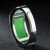 Men Hip Pop Green Glass Open Ring