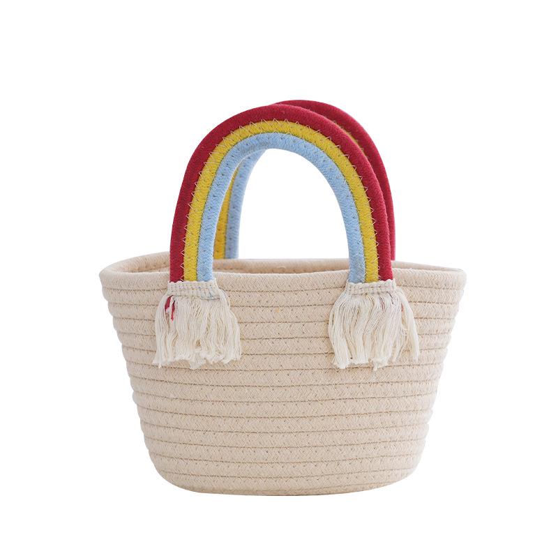 Rainbow Woven Cotton Rope Handbag - Fresh, Simple, Sweet Travel Tote