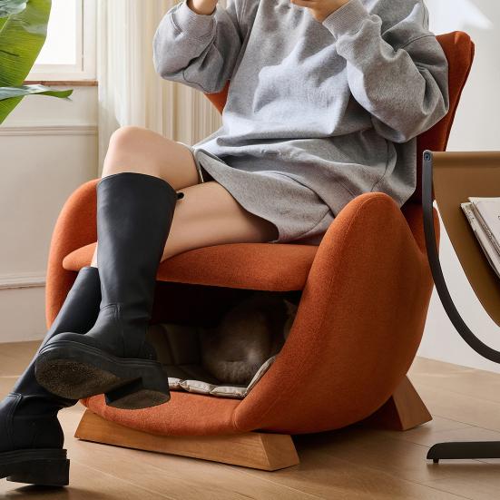 Designer Lounge Chair In Whale Shark Look, Pet-Friendly Lounge Chair, Offers Cats And Small Dogs A Place To Retreat, Anti-Cat Scratch Fabric, Single