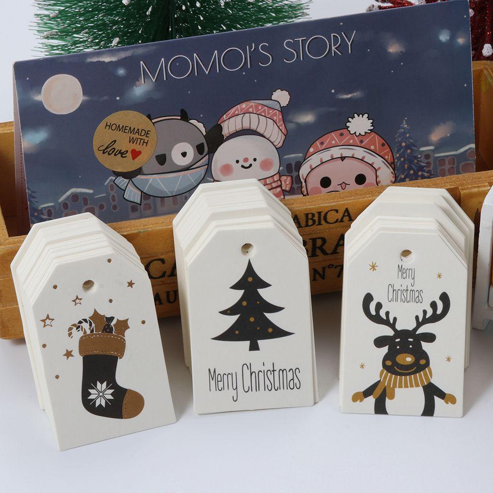50PCS DIY Kraft Paper Xmas Decoration Christmas Labels Gift Wrapping Kraft Tag Hang Tags