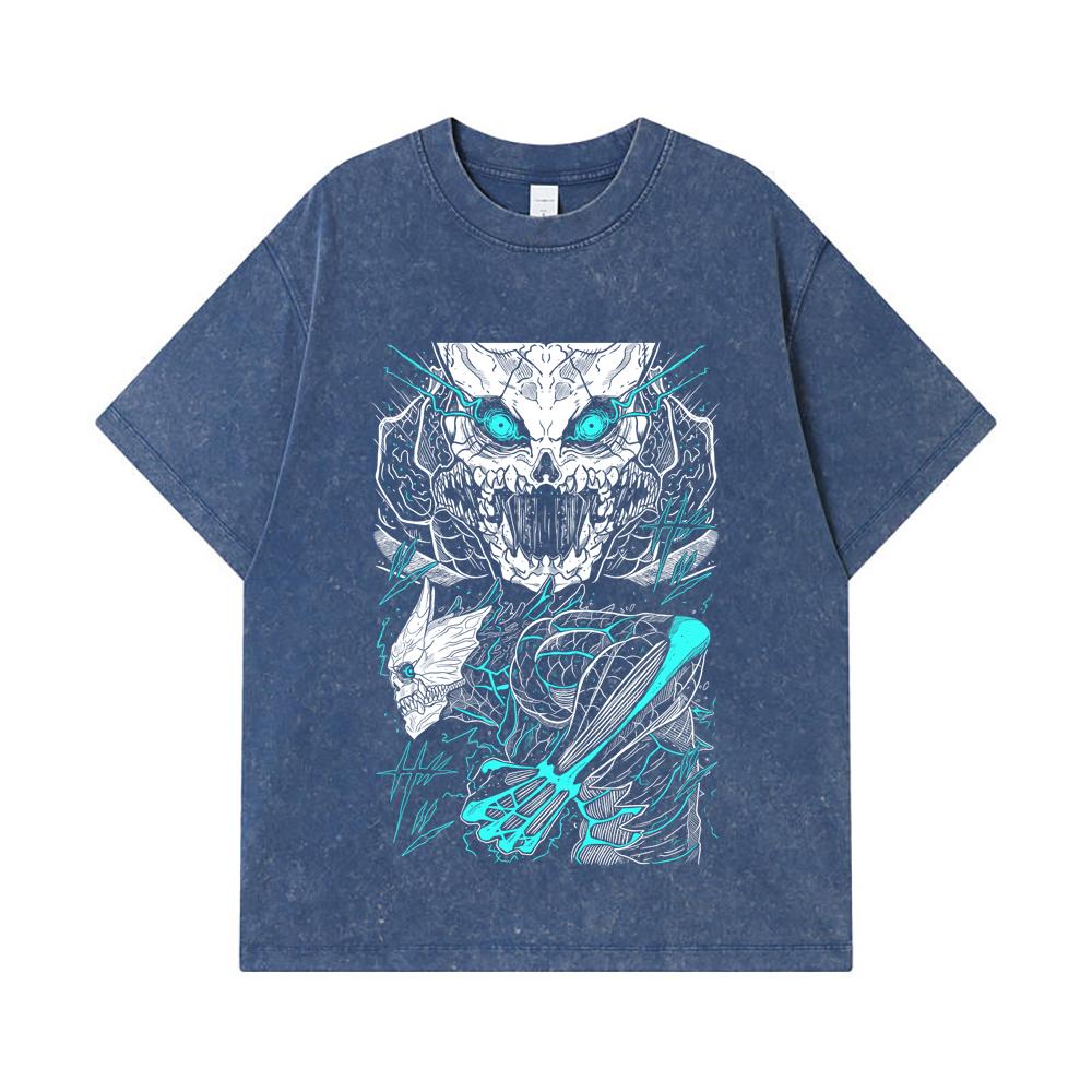 

275 GSM Washed T-shirts 100% Cotton Kaiju No 8 V2 Print Unisex Heavy Cotton T Shirt 2XL королівський синій колір