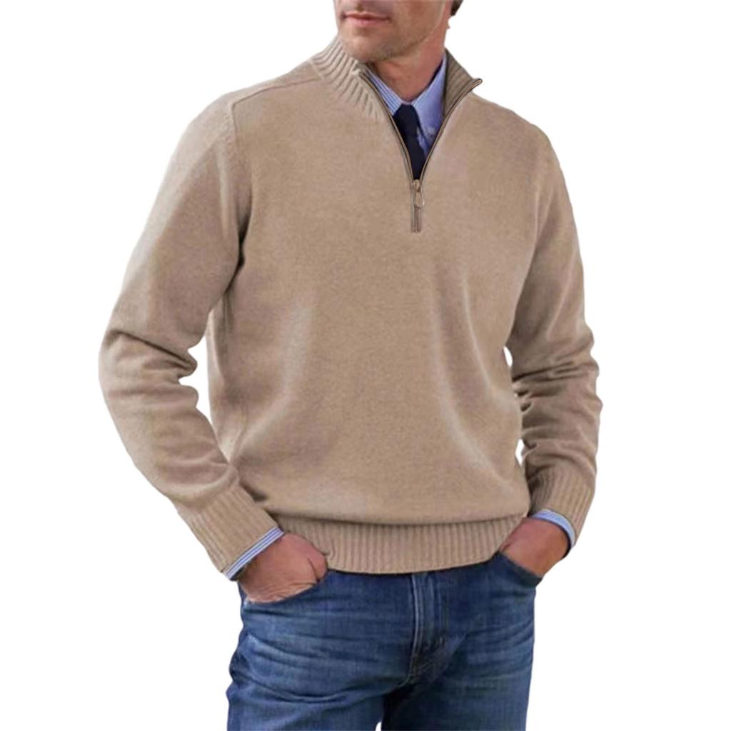 Men's  Big   Size  Knitting   Zipper  Keep   Warm  Base  Layer  Shirt  Sweater