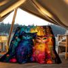 1pc Colorful Cats Print Outdoor Blanket, Lightweight Polyester,