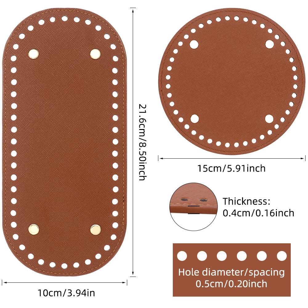 1pc DIY Leather Oval & Circle Bottom Base Material for DIY Weaving Yarn Thread Handbag, Handicraft Crochet & Knitting Accessory