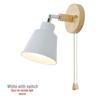 Modern Minimalist Nordic Macaron Bedside Wall Lamp with Wooden Pull Switch for Living Room or Restaurant Decor