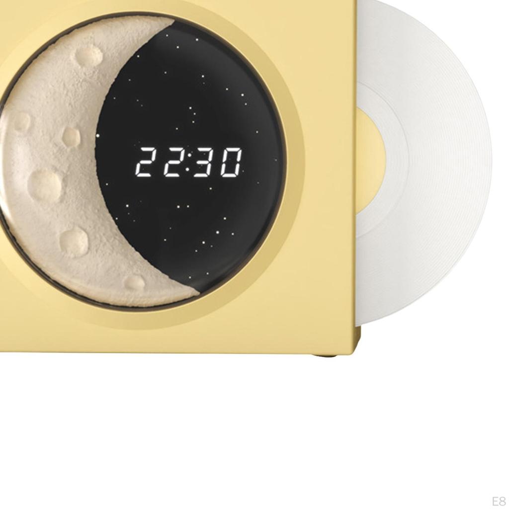 Vinyl Player Speaker, Portable Speaker Support TF Card AUX Vintage Night Light with Time Display