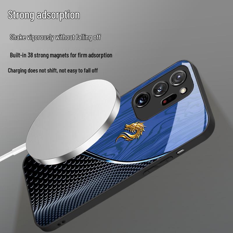 Samsung S11 S21 S23 S20 FE Case - National Trend Dragon Wood Grain, Magnetic Absorption, Fast Selling