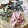 Early spring fresh large intestine hair band simple striped lace headband 2025 new high-end rubber band women's hair tie rope
